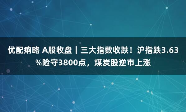优配痢略 A股收盘｜三大指数收跌！沪指跌3.63%险守3800点，煤炭股逆市上涨